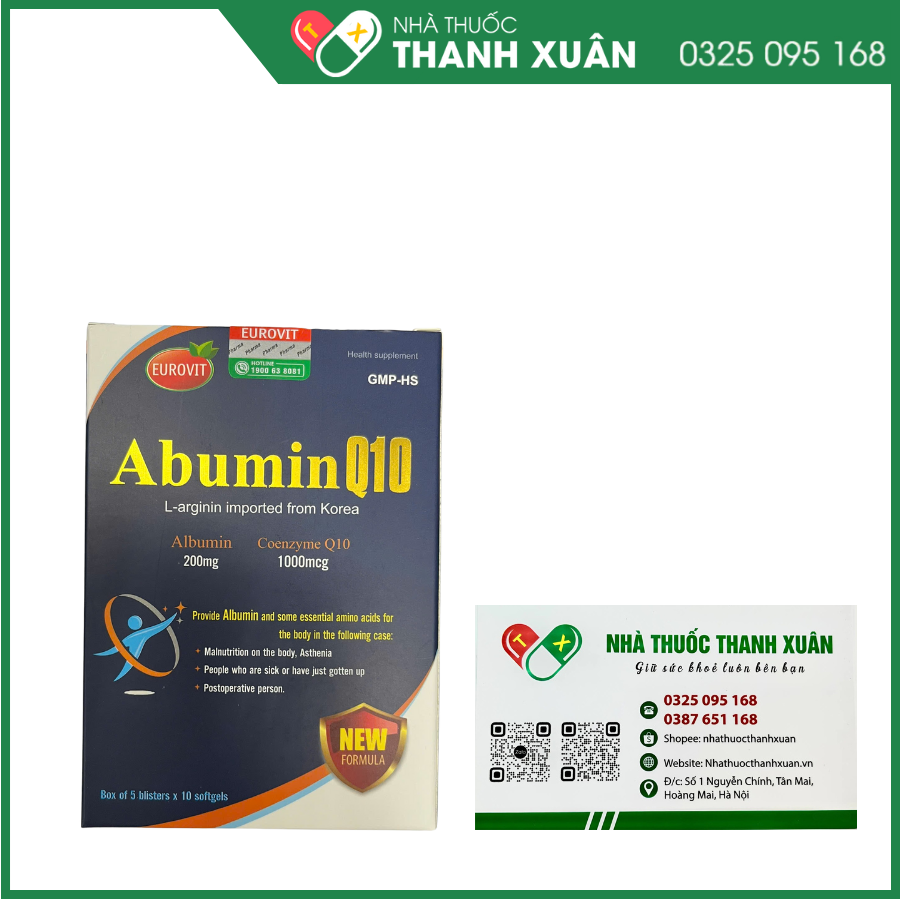 Abumin Q10 - Viên uống bổ sung albumin và một số acid amin cần thiết cho cơ thể